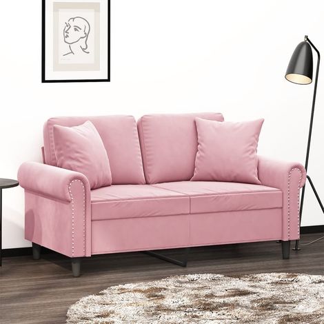 Sofá de 2 plazas con cojines terciopelo rosa 120 cm vidaXL (1/5)