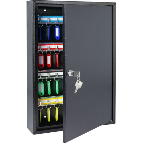 HMF 13564-02 Schlüsselschrank 64 Haken, 45 x 30 x 8 cm, Schwarz (1/5)