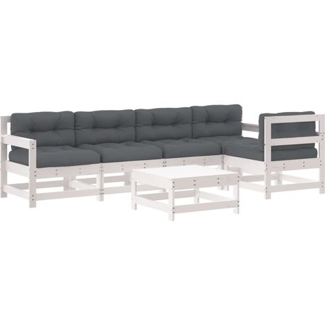 Maison Exclusive - Set Divani da Giardino 6pz con Cuscini in Legno Massello Bianco