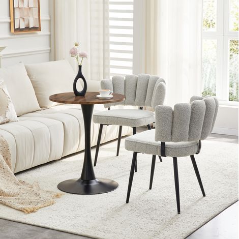 Ensemble repas en MDF et métal, 2 places, couleur noyer et noir, style moderne avec chaises rembourrées (1/5)