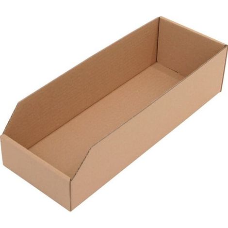 Caja de balda L400xW150xH100mm cartón marrón de pared simple (Por 50) (1/2)