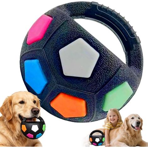 Pelota interactiva para perros, Pelota con sonido y asa, Juguete resistente para masticar, Duradero y seguro, Flota, 13 cm (1/5)