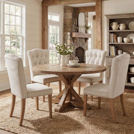 Lot de 2 chaises,Chaise de Cuisine Rembourrée,chaise ergonomique,rembourrée en velours, capitonnée haut de gamme moderne,bois massif,Boutons décoratifs argentés,style scandinave,Beige (1/5)