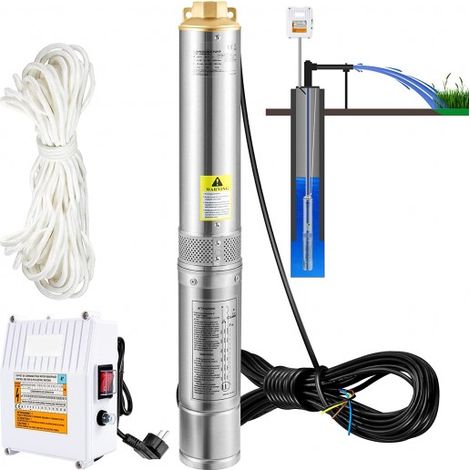 Pompe Immergée pour Puits 190 L /min 57 m Pompe à Eau pour Puits Profond en Acier Inox, Électrique 1100 W Submersible Automatique (1/5)