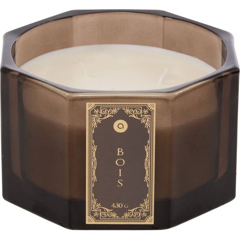Bougie parfumée Lucien hexagonale 430g bois - Atmosphera créateur d'intérieur (1/2)