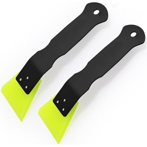 Lot de 2 grattoirs à lame en caoutchouc souple avec poignée en métal pour envelopper la voiture, nettoyage rapide, pelle de déneigement, outils teintés (2 grattoirs) (1/5)
