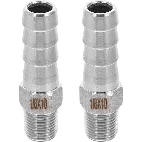 2pièces Raccords Tuyau Air Comprimé Inox Connecteurs Mâles Npt X Barbelés Adaptateurs Plomberie Durables pour Tuyaux sans Fuite Faciles à Installer (1/5)