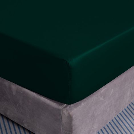 LENZUOLO CON ANGOLI IN COTONE 200x200+25 VERDE BOTTIGLIA