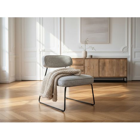 BOBOCHIC - Lot de 2 fauteuils MANON tissu bouclette Gris clair (1/5)