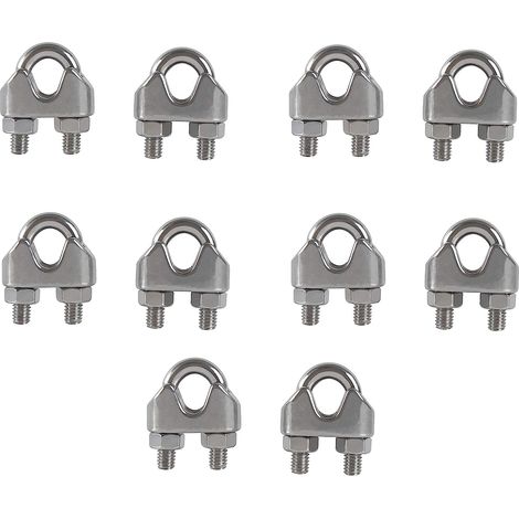 M6 Serre-Câbles Etrier U Boulon Clip De Câble 304 Acier Inoxydable Selle De Pince De Câble Câble Métallique Clips Pour Etendoir Linge Exterieur10pcs (1/5)