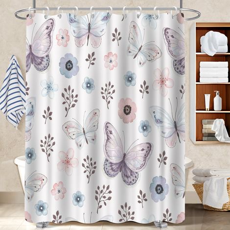 Rideau de douche tissu polyester 180x180 robuste séparation douche pour éviter les moisissures dans une pièce humide (1/5)