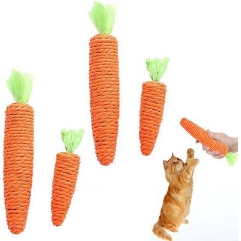 6 piezas de juguete de zanahoria para gatos, Palitos para gatos, Juguete sonoro, afilado de dientes, limpieza, Grande y pequeño (1/5)