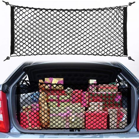 90x40cm Universal Elastic Nylon Car Cargo Net, Fixed Luggage Net, Car Rear Storage Organizer, Trunk Truck Cargo Net, Luggage Organizer Hook Bag (1/4)