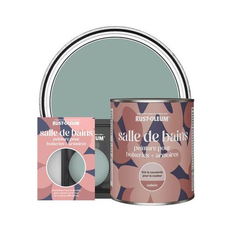 Peinture pour Boiseries & Armoires de Salle de Bains, Finition Satinée - Bleu Gris (1/2)