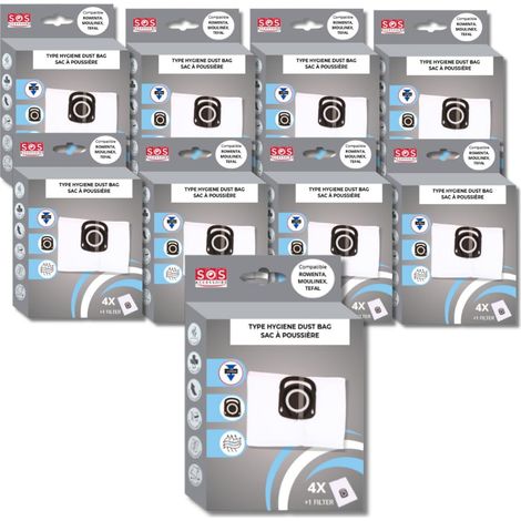 Ersatzteil - Set von 11 Schachteln mit 4 Beuteln + 1 HYGIENE+ Filter -  - ROWENTA, TEFAL, MOULINEX (1/2)