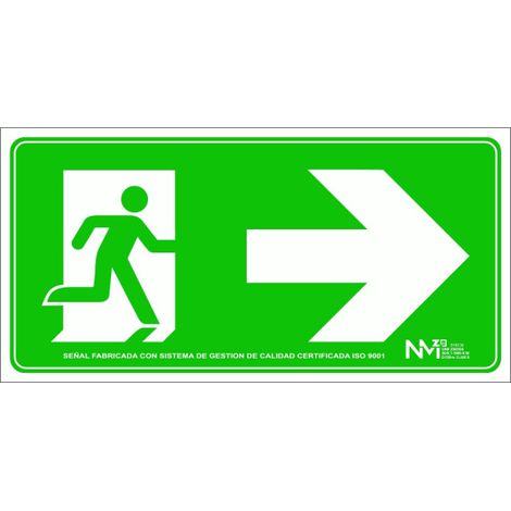 Señal Salida Puerta Derecha (Solo Pictograma) Luminiscente | CLASE B (PVC 0'7 mm) - 632 x 313 mm
