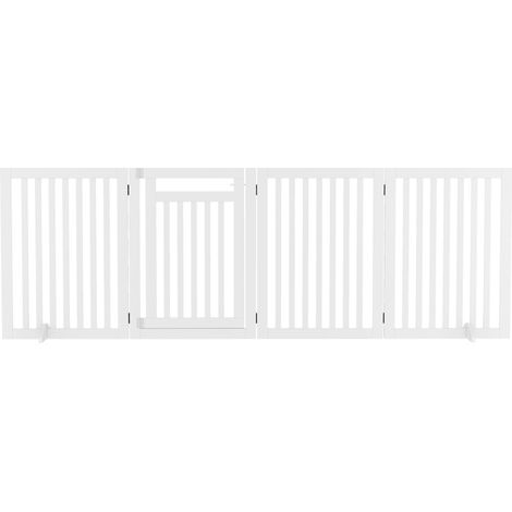 Barrière pour animaux, barrière d'escalier, barrière de sécurité, lot de 4, pliable, blanche (1/5)