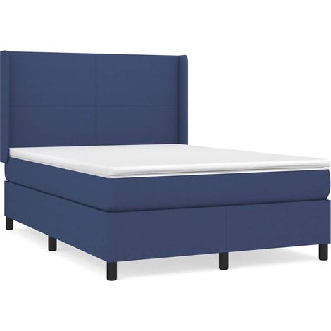 Maison Exclusive - Sommier à lattes de lit avec matelas Bleu 140x190 cm Tissu (1/5)