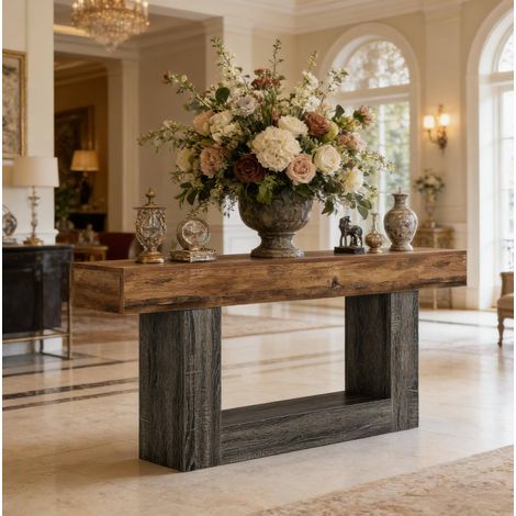 mesa centro consola de MDF efecto madera 160 cm OKMYHOME (1/5)