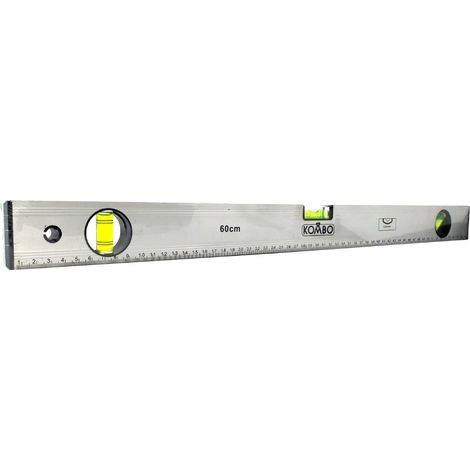 Livella di precisione da 40 Cm in alluminio grezzo con 3 bolle per pendenze orizzontale/verticale/diagonale e righello integrato spessore lamierato 0,6 mm peso 180gr