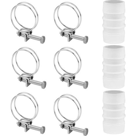 6 pezzi fascetta stringitubo in acciaio inox 36-40 mm, fascetta stringitubo regolabile, fascetta stringitubo in metallo con 3 connettori per tubi flessibili fascette per tubi dell'acqua