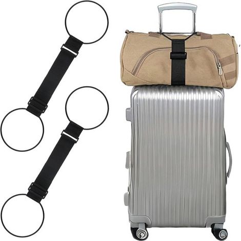 Cinghie per bagagli in gomma altamente elastica, in due pezzi, con fibbie regolabili, ideali per uso esterno. (1/5)