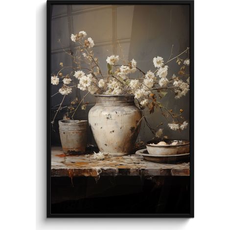 AFFICHE ENCADRÉE Nature morte - Fleurs - Bouquet - Vase - Vin Decoration Murale Peinture 80x120 (1/5)