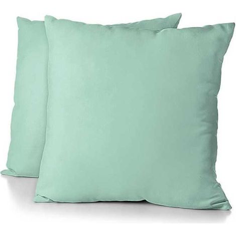 Taie d’oreiller carrée HOME LINGE PASSION lot de 2 Microfibre 82 g vert d’eau 63 x 63 cm (1/3)