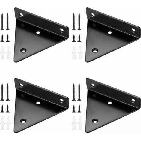 4 Pièces Supports d'étagère Flottants, Supports à Tablettes Muraux Triangulaires Invisibles, Equerre Etagere Murale Métal pour étagère