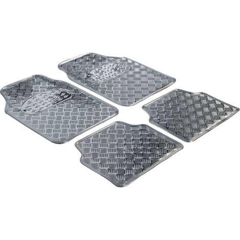 Tapis de voiture en caoutchouc Plaque de contrôle métallique aspect argent maxi (1/5)