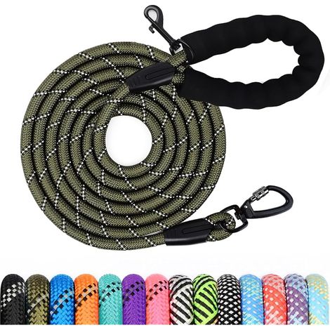 Longe pour Chien, 1,2M/ 1,5M/ 2M/ 3M/ 5M/ 10M/ 15M/ 20M/ 30M Laisse de Dressage pour Chien, Long Laisse avec Poignée Rembourrée pour Petits, Moyens et Grands Chiens (1/5)