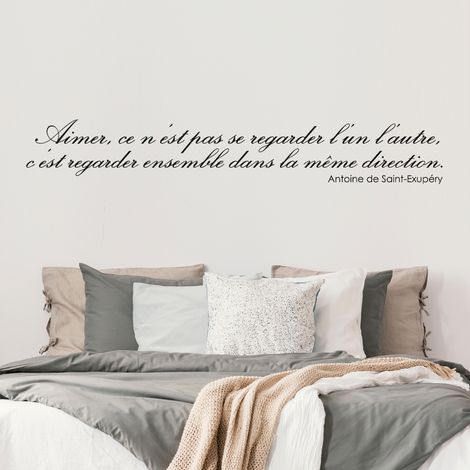 Sticker Mural - Citation Antoine de Saint-Exupéry - 47x302 cm - Noir (1/3)