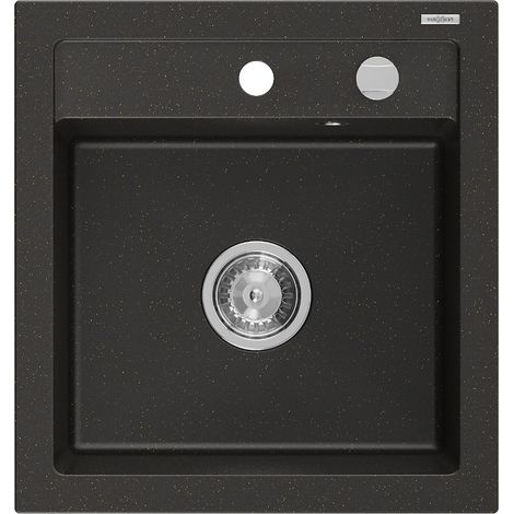 Mexen Vito 1-Becken-Granit-Spüle 520 x 490 mm, Schwarz/Gold Metallisch - 6503521000-75 (1/5)