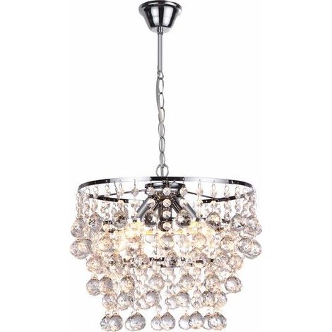 Lampadario Art Déco cristallo cromato 3xE14 Reality