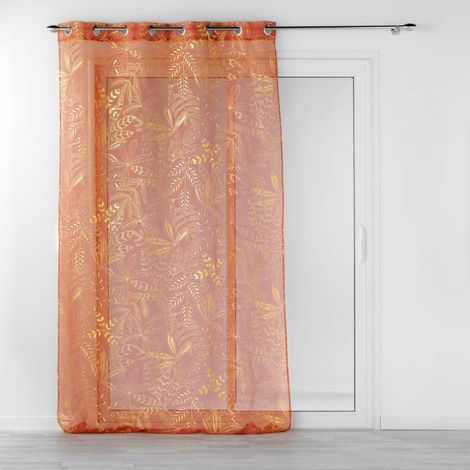 Panneau a oeillets 140 x 280 cm voile sable imp. metallise belflor Terracotta/or (1/3)