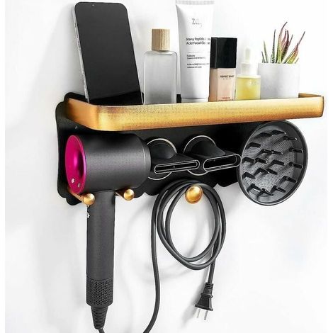 Hair Dryer Holder Large Metal Wall Mount for Dyson Hair Dryer Hair Dryer Holder and Accessories Supersonic Hair Dryer Holder Magnetic Metal Bracket Bathroom Wall Mount Cosmetic - - (1/5)