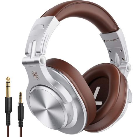 Casque antibruit monobloc avec microphone intégré léger et confortable pliable - Casque filaire compatible audio PC Piano Guitare (Marron) -171410.5cm (1/2)