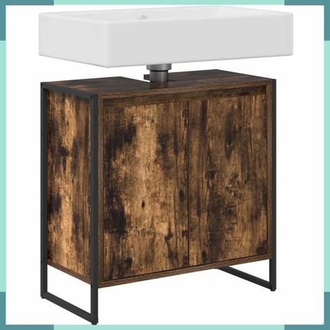 Meuble de salle de bain - 886488 - Chêne fumé - 60 x 30 x 60 cm - Bois d'ingénierie (1/5)