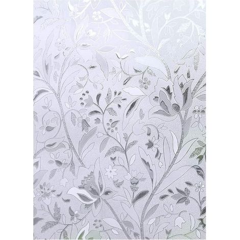 BelleRise - Film adhésif transparent pour vitres sans colle 45 x 100 cm, motif tulipe floral 3D anti-UV antigel antistatique (1/5)