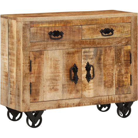 Credenza buffet cassettiera mobile contenitore organizer cucina soggiorno soggiorno 80 x 30 x 65 cm legno massello di mango grezzo marrone 020029653