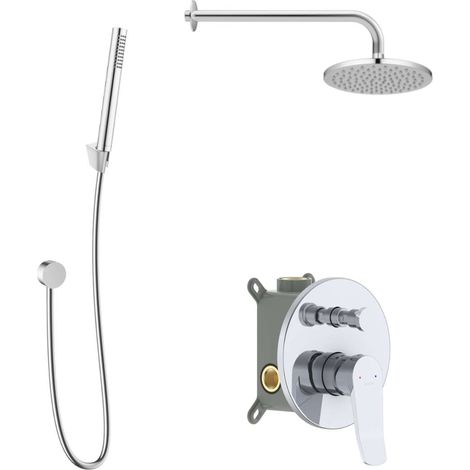 kielle Nefia - Set de douche avec mitigeur encastré, 2 sorties, avec accessoires EcoSpare et corps d’encastrement, chrome 20627SP120 (1/5)
