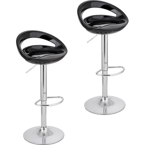 Baroni Home 2 Sgabelli Bar Girevole Altezza Regolabile, Seduta in Plastica e Schineale, Base Cromata, Poggiapiedi e Fondo Antigraffio, Sgabello Cucina e Penisola, 37x45x59-79 cm, Nero 2 Pezzi (1/5)