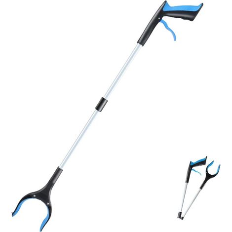 Ramasseur de déchets extra-long pliable de 33 pouces, aide à la mobilité, bras de ramassage extensible (bleu) (1/5)