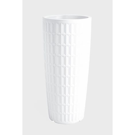 Cache-pot TYLE rotondo in resina altezza 85 cm arredo moderno giardino fioriera - Colore: Bianco