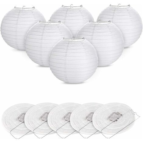 12pcs Lanterne en papier abat-jour Lampion en forme de boule blanche forme de balle pour hocht Temps Église Garden Party Décoration（Blanc） (1/5)