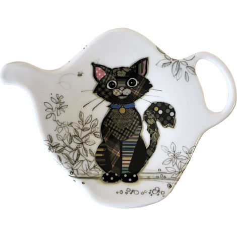 Soucoupe pour sachet de thé chat noir (1/2)