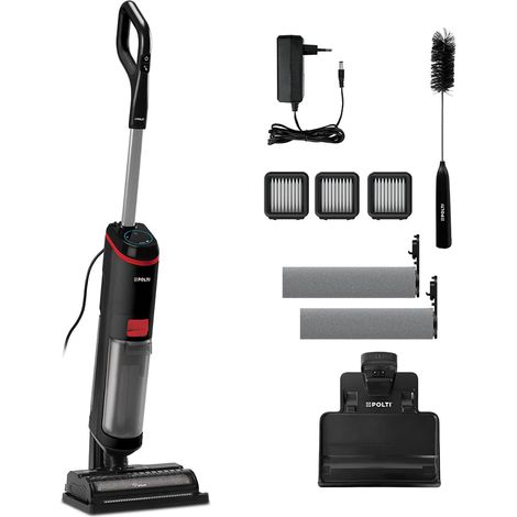 Polti Rollysteam WD20, Lavapavimenti con Funzione Vapore e Aspirapolvere, 750 W, Pulizia Completa in un solo Passaggio, Auto Pulizia, Nero