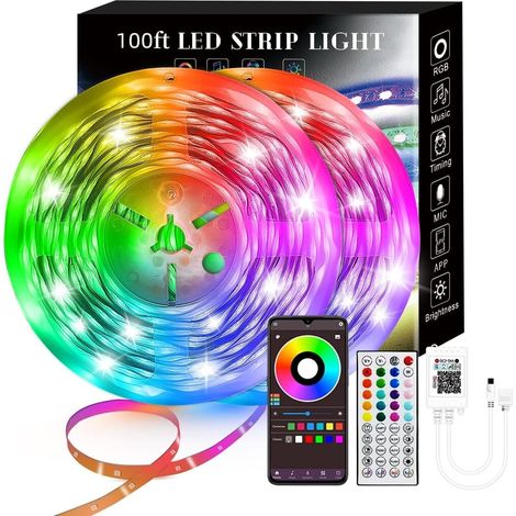 Bande LED RGB de 25 m, synchronisation musicale, télécommande 40 touches, guirlande lumineuse de Noël (1/5)