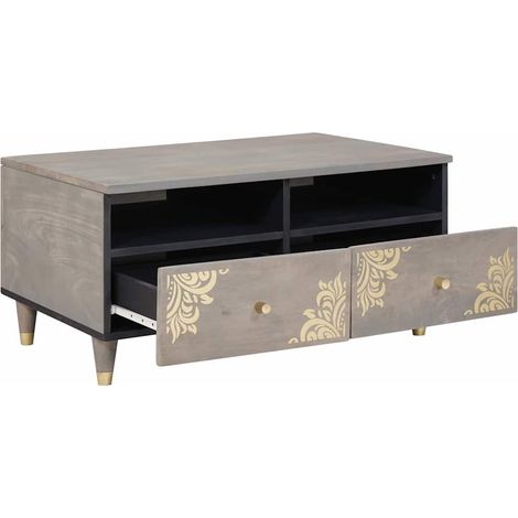 Table basse,Table d'appoint,Table de Salon Gris 80 x 54 x 40 cm bois de manguier massif CFW49945 (1/5)