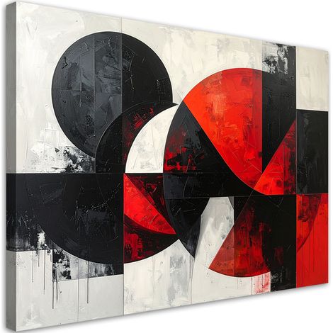 Quadro su tela, Astrattismo cerchi geometrici rosso e nero, 60x40 (1/5)